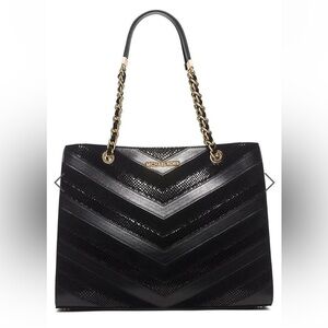 Michael Kors Black Susannah Medium Chevron Tote